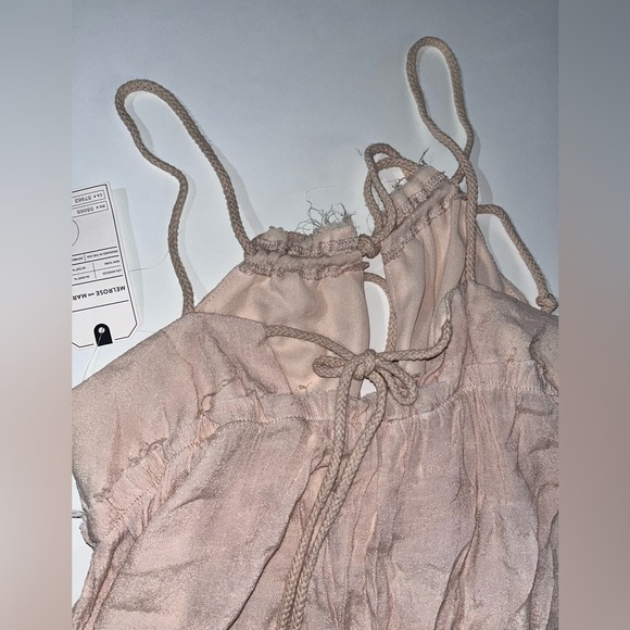 Melrose and Market NWT Linen Drawstring Cream Linen Tunic Dress - Picture 5 of 7